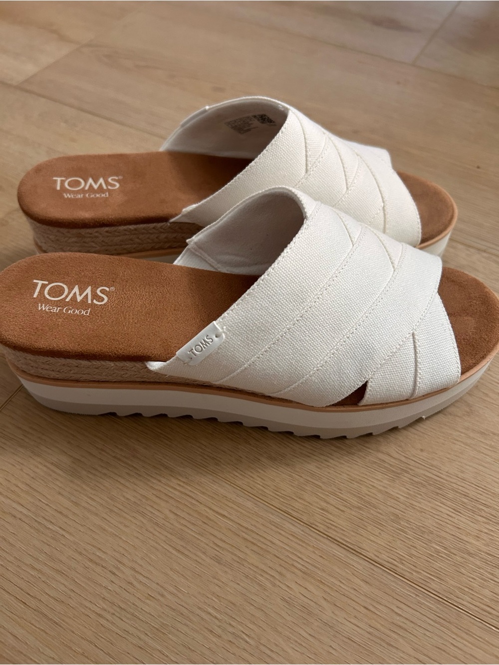 TOMS Cream Platform Slide Mule Sandals